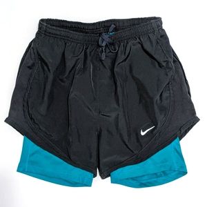 Nike Dual Layer Teal Running Shorts XS